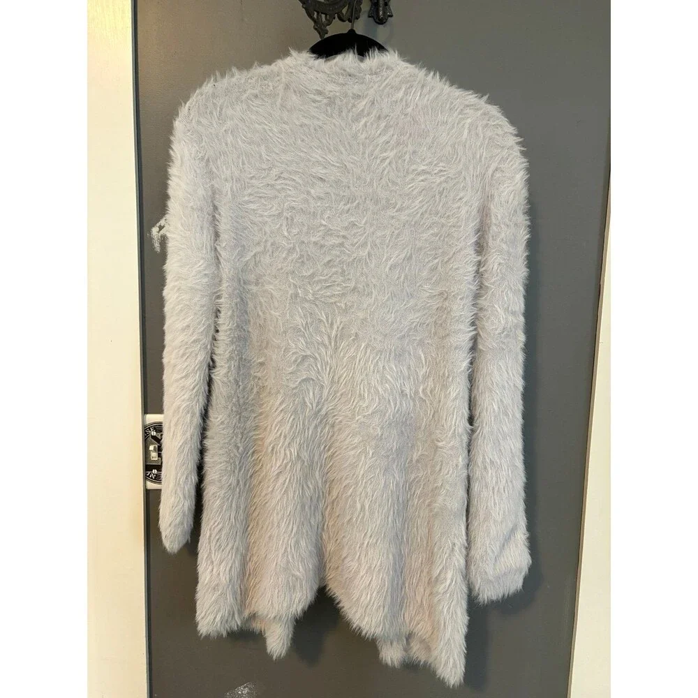 FREE PEOPLE size XS silver gray Faux Fur Cardi Sweater Cardigan Silver $148.